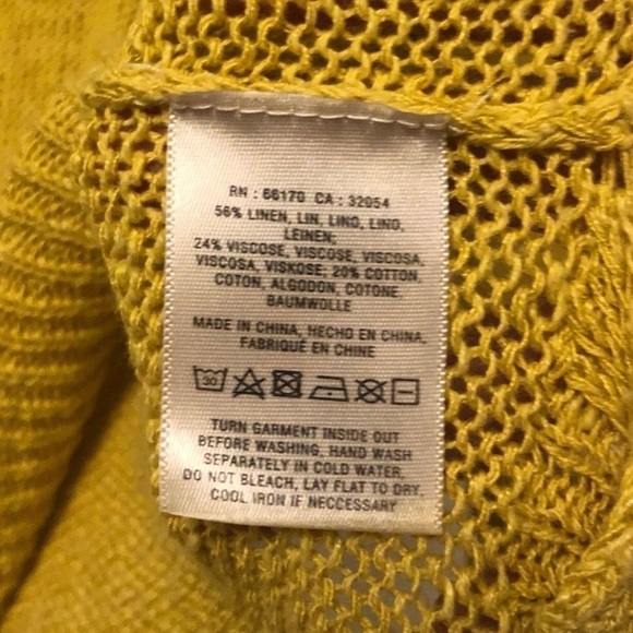 sparrow Anthro Linen Blend Mustard Lightweight Sweater with Pocket SZ XS - Picture 5 of 5